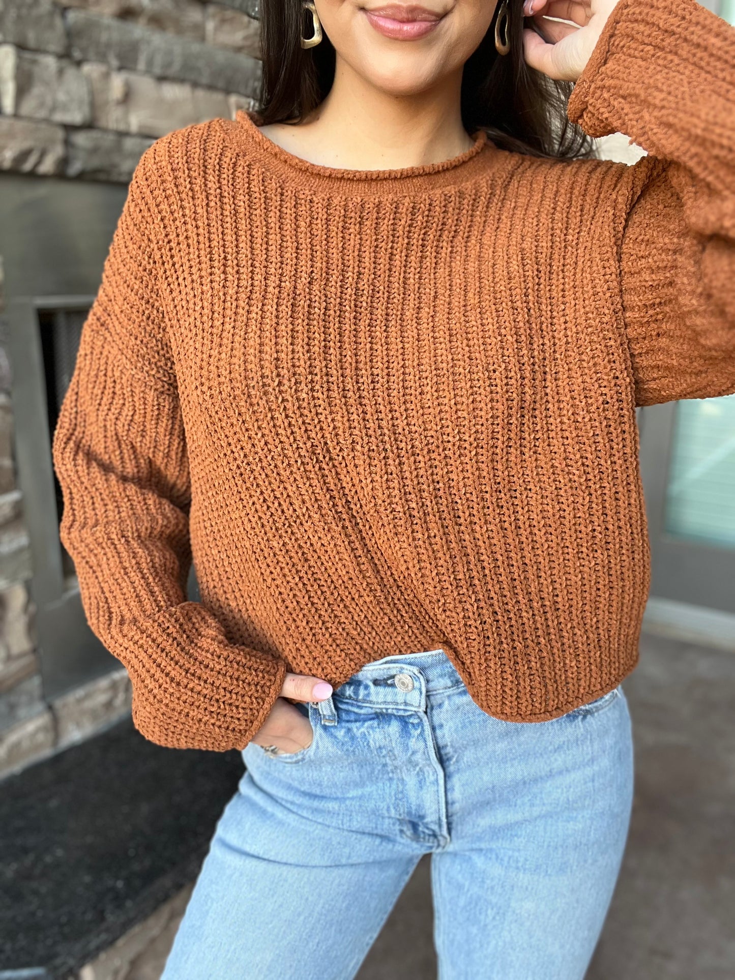 Chocolate Rolled Edge Sweater