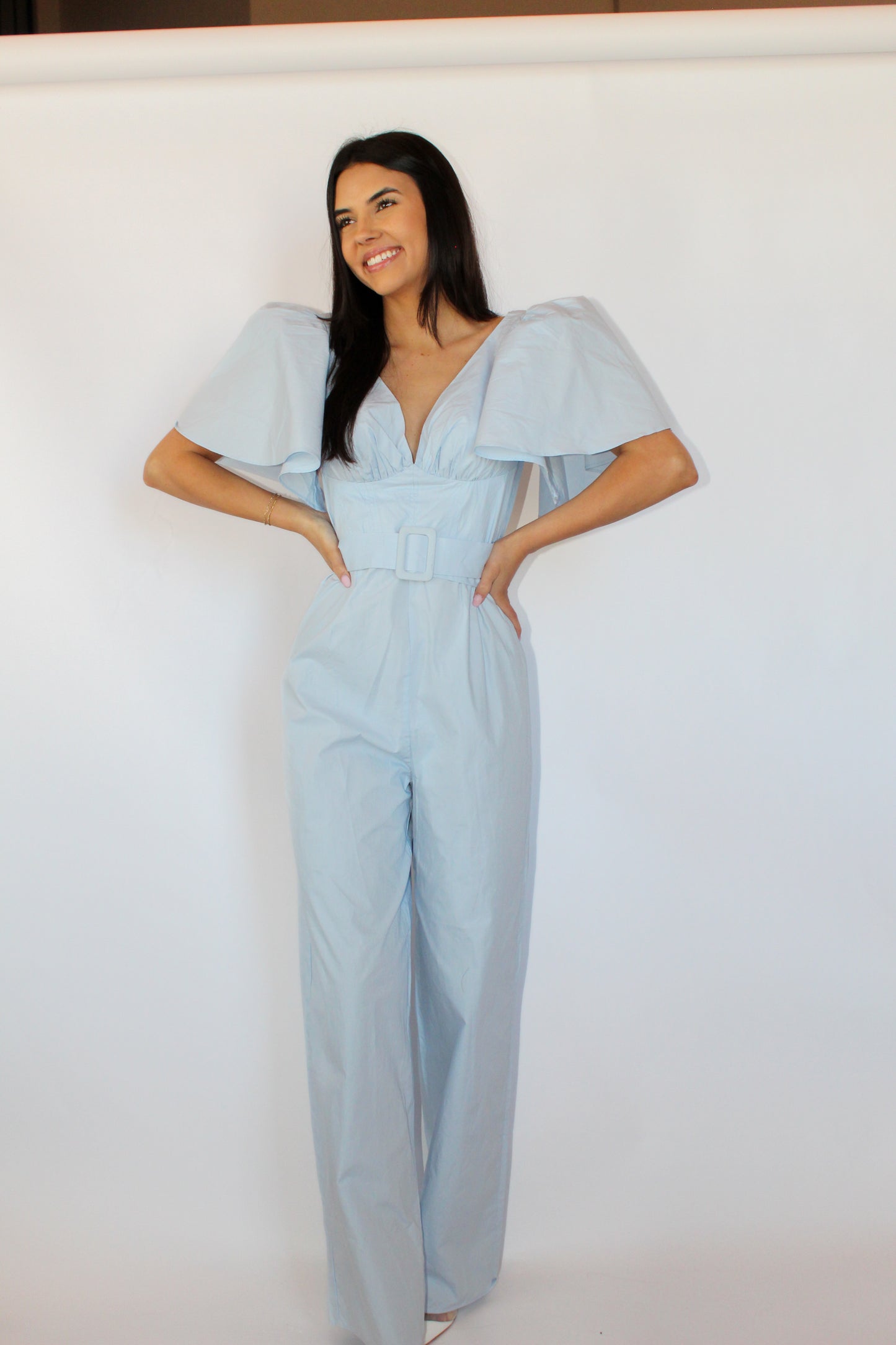 Wide Leg Jumpsuit-Ice Blue