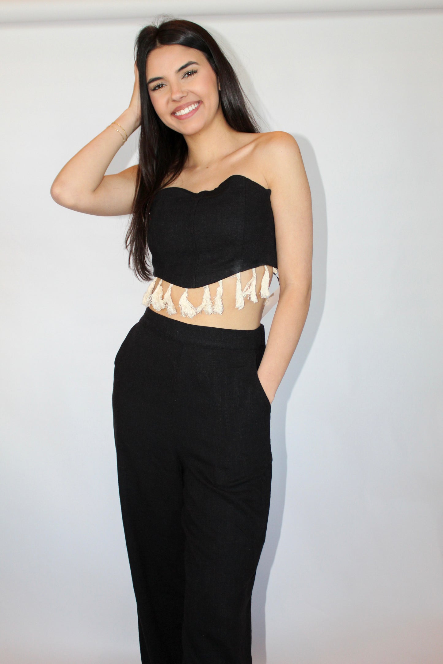 Tassel Linen Set-Black