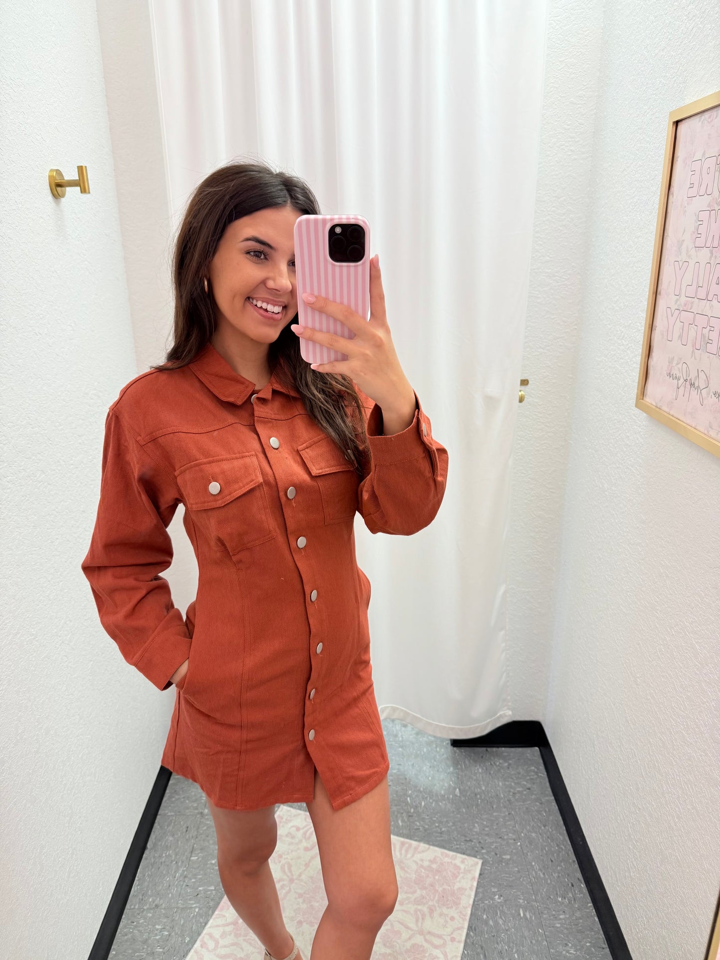 Rust Button Down Dress