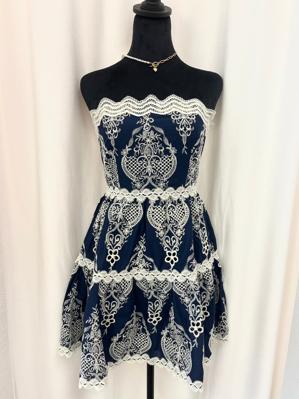 Navy Lace Mini Dress