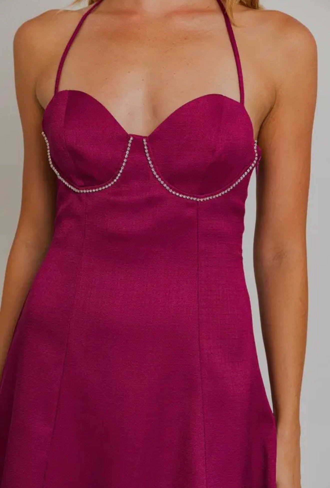 Rhinestone Halter Neck Dress