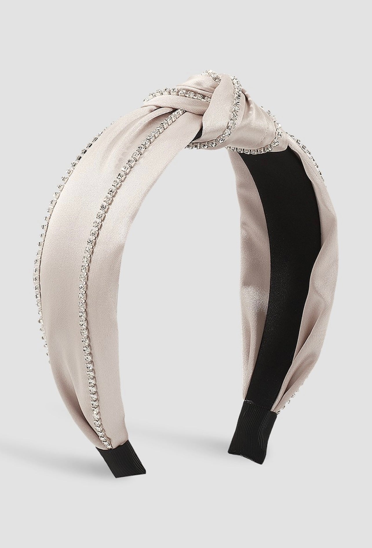 Beige-Rhinestone Satin Headband