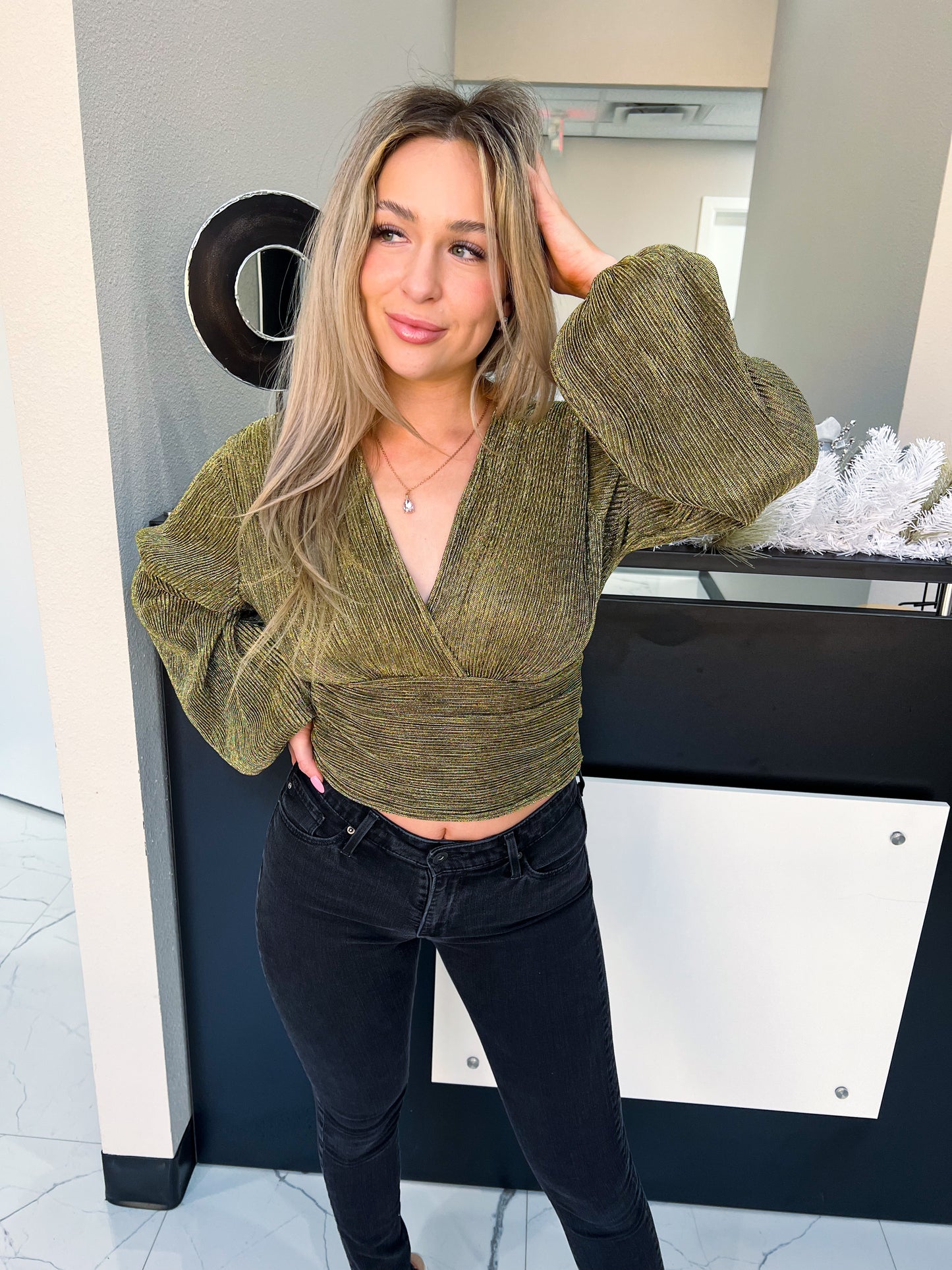 V-Neck Shirred Top