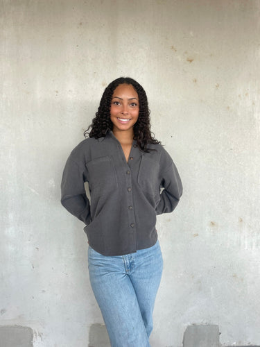 Charcoal Button up Top