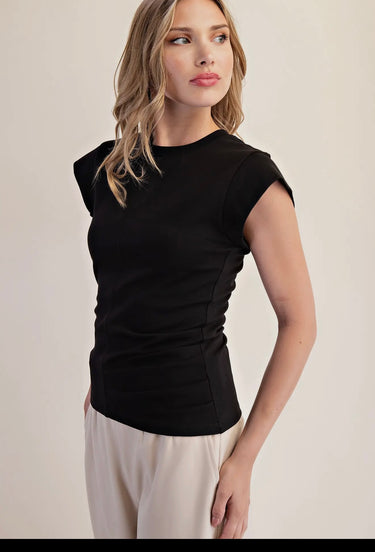 Black Gathered Knit Top