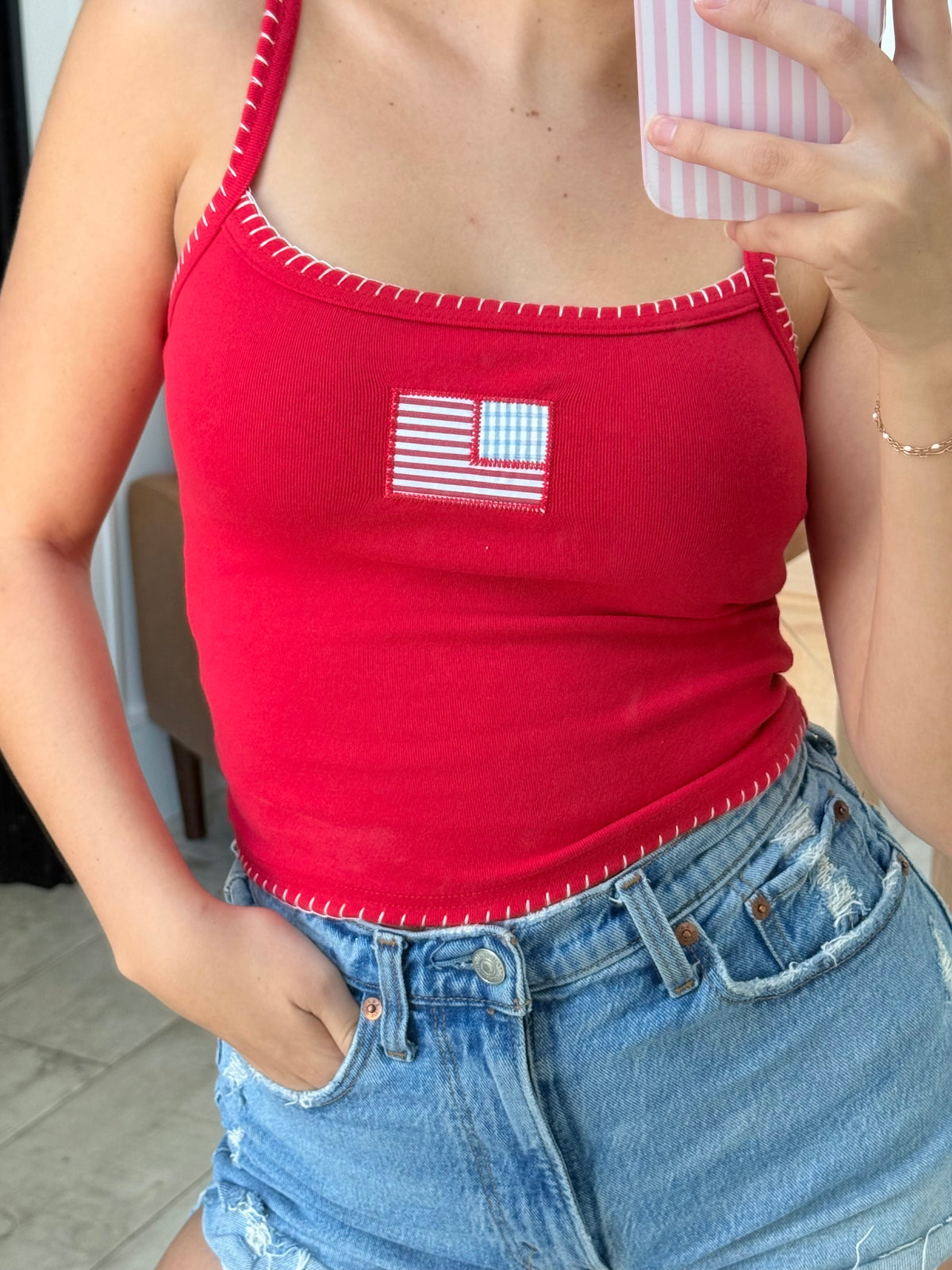 Stitch Detail USA Top