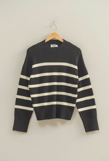 Striped High Neck Sweater