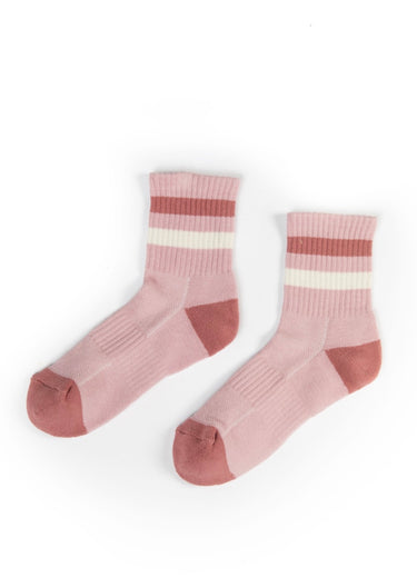 Stripe Crew Socks-Blush