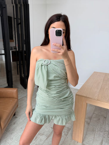 Green Striped Mini Dress