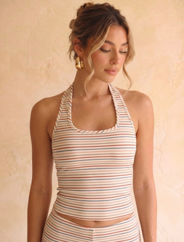 Stripe Halter Top Set