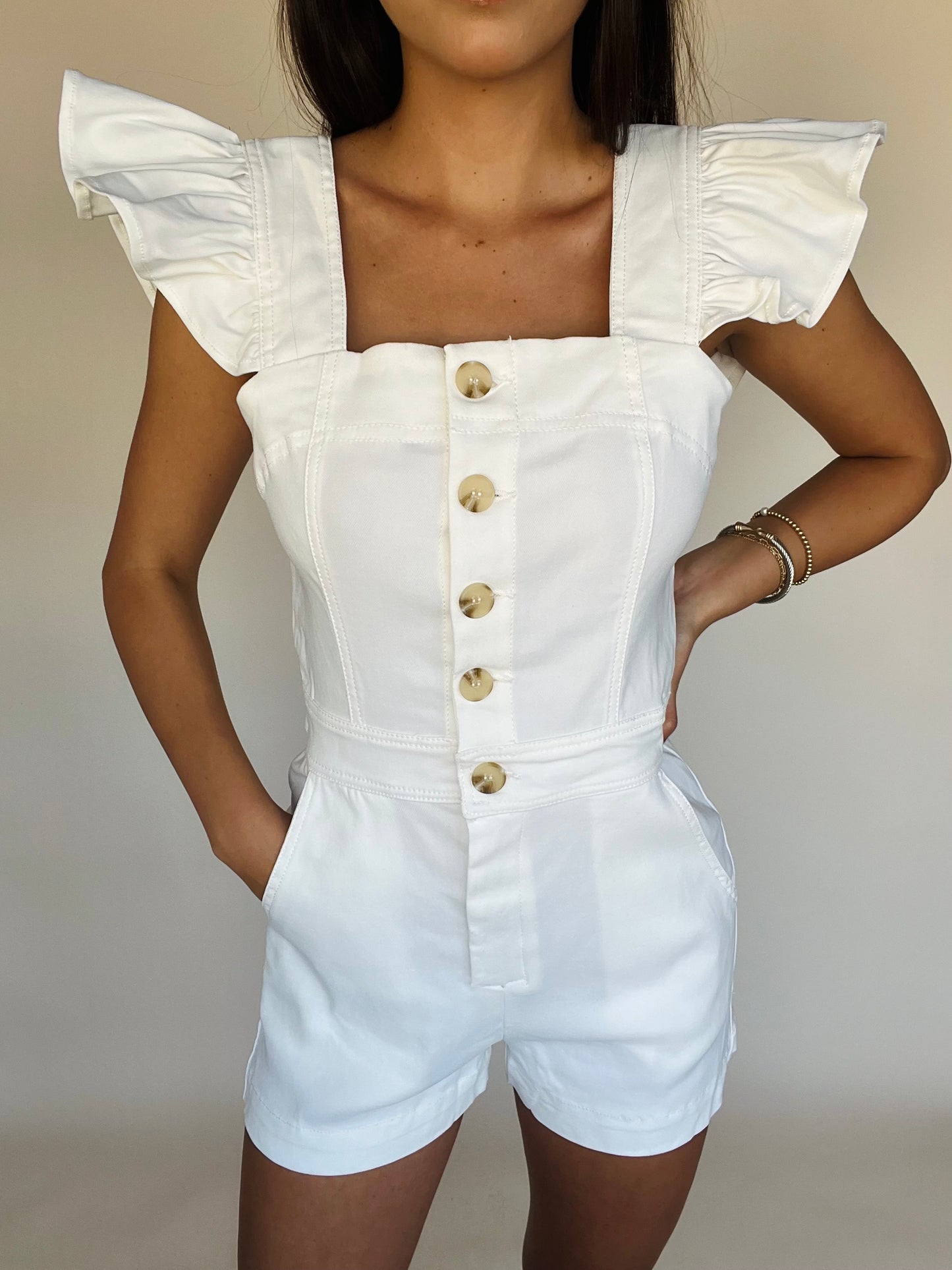 Buttoned Front Romper