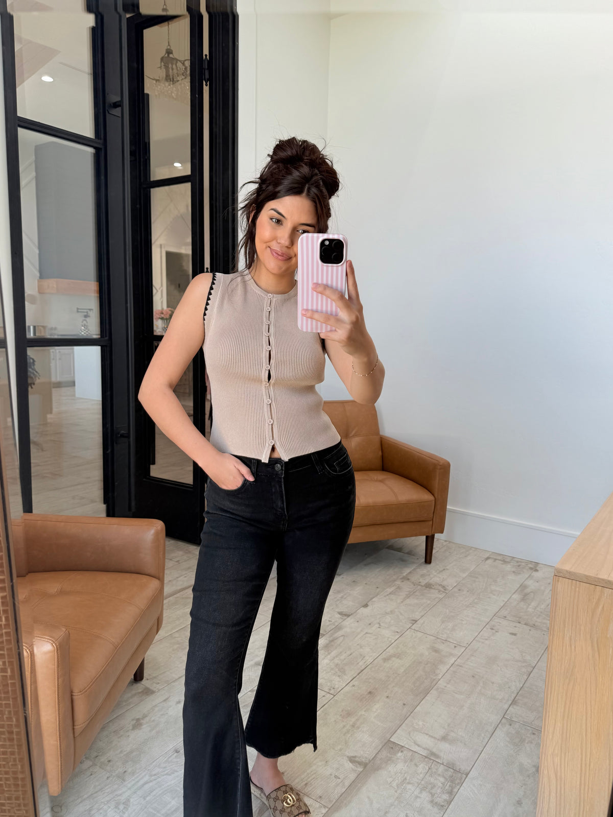 Khaki Button Down Top