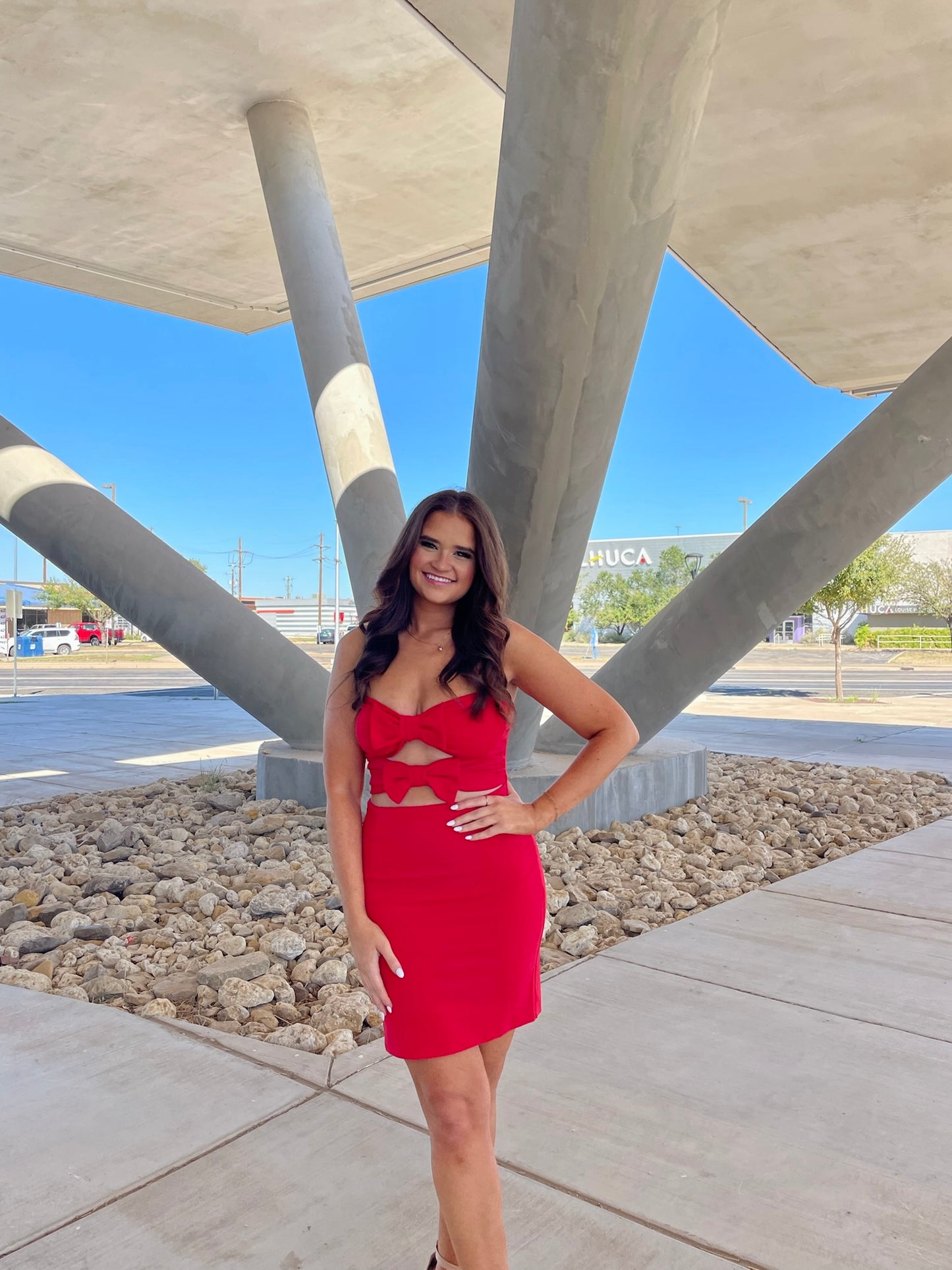 Red Bow Detail Dress
