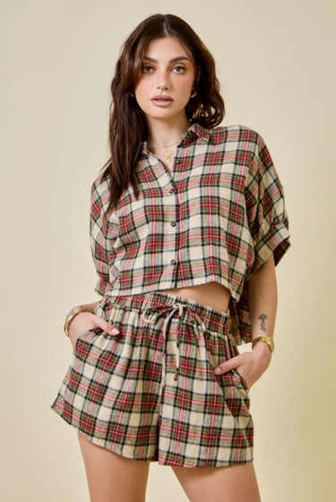 Cream Plaid Set