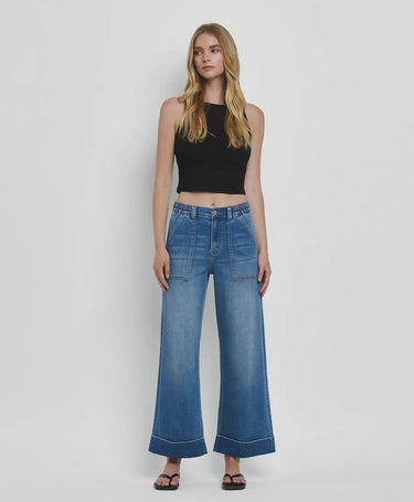 High Rise Cuffed Denim