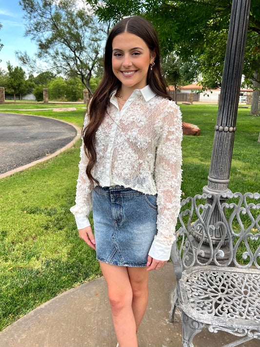 Cream Lace Top
