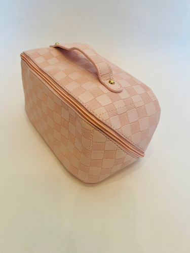 Pink Leather Makeup Bag