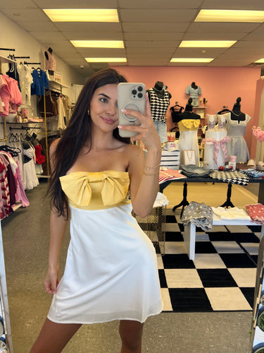 Yellow Bow Mini Dress