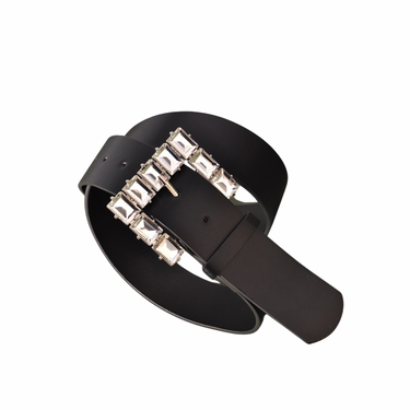 Pronged Rhinestone Belt-Black