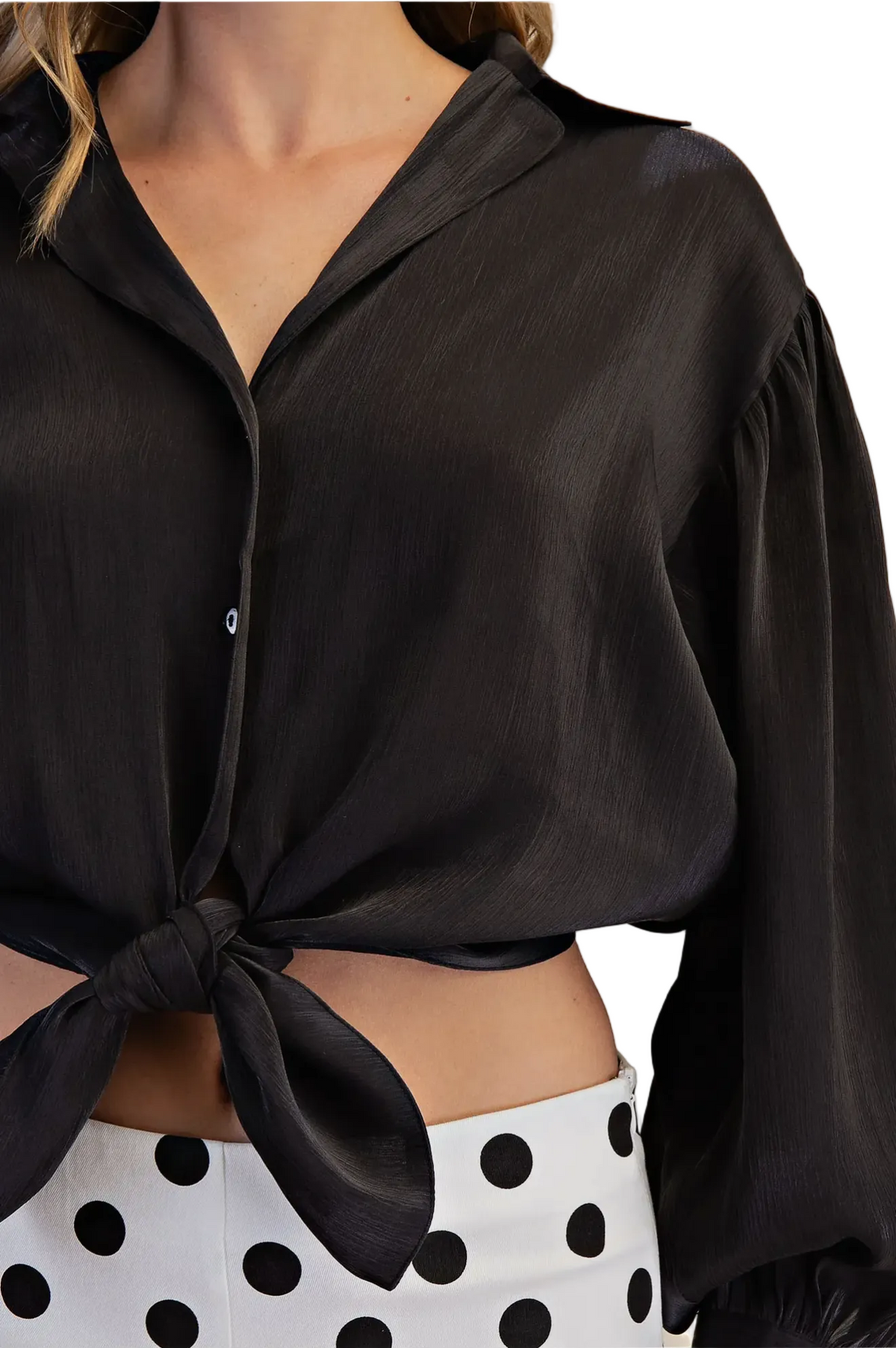 Tie Front Collared Shirt