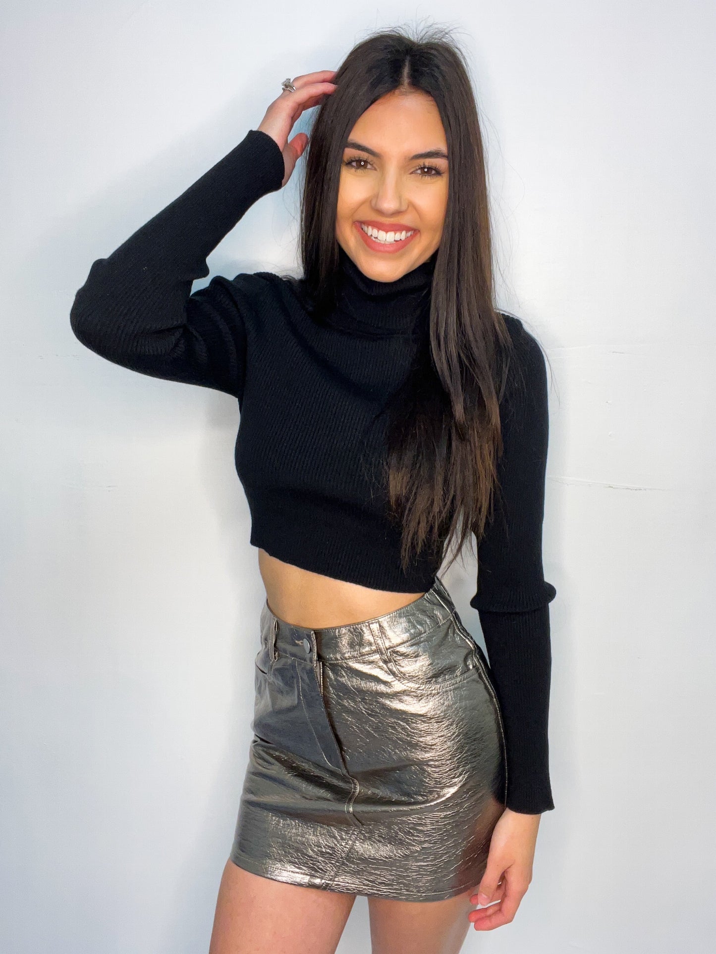 Charcoal Metallic Mini Skirt