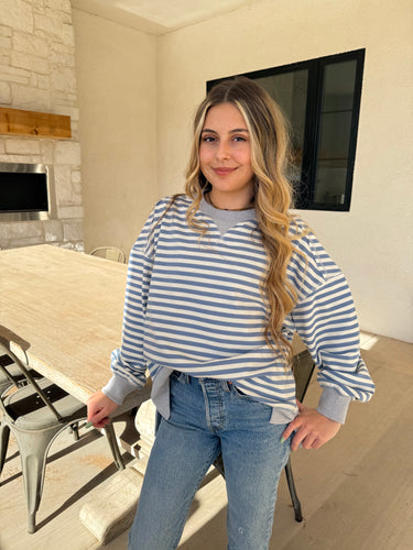 Blue/Cream Oversized Sweater