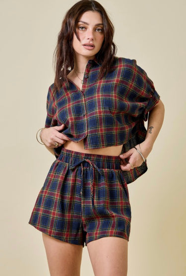 Navy Plaid Set