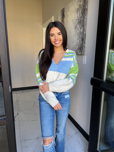 Blue-Green Crop Sweater