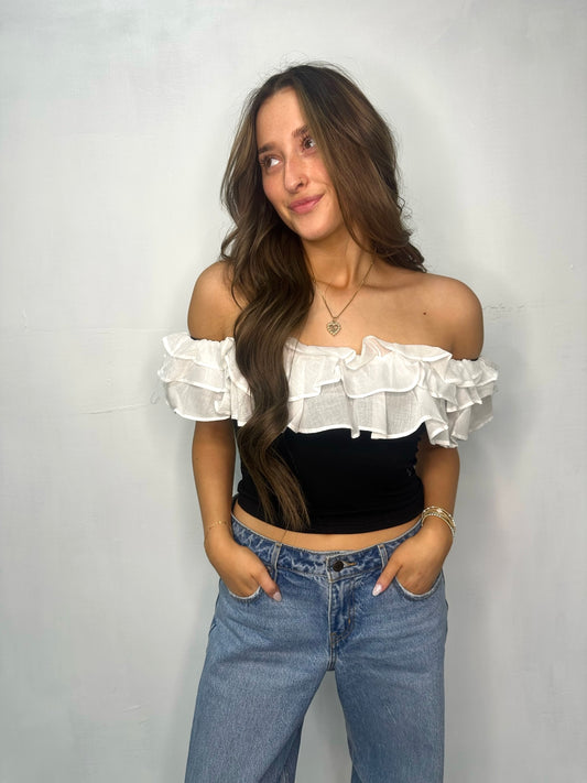 Black Ruffle Top