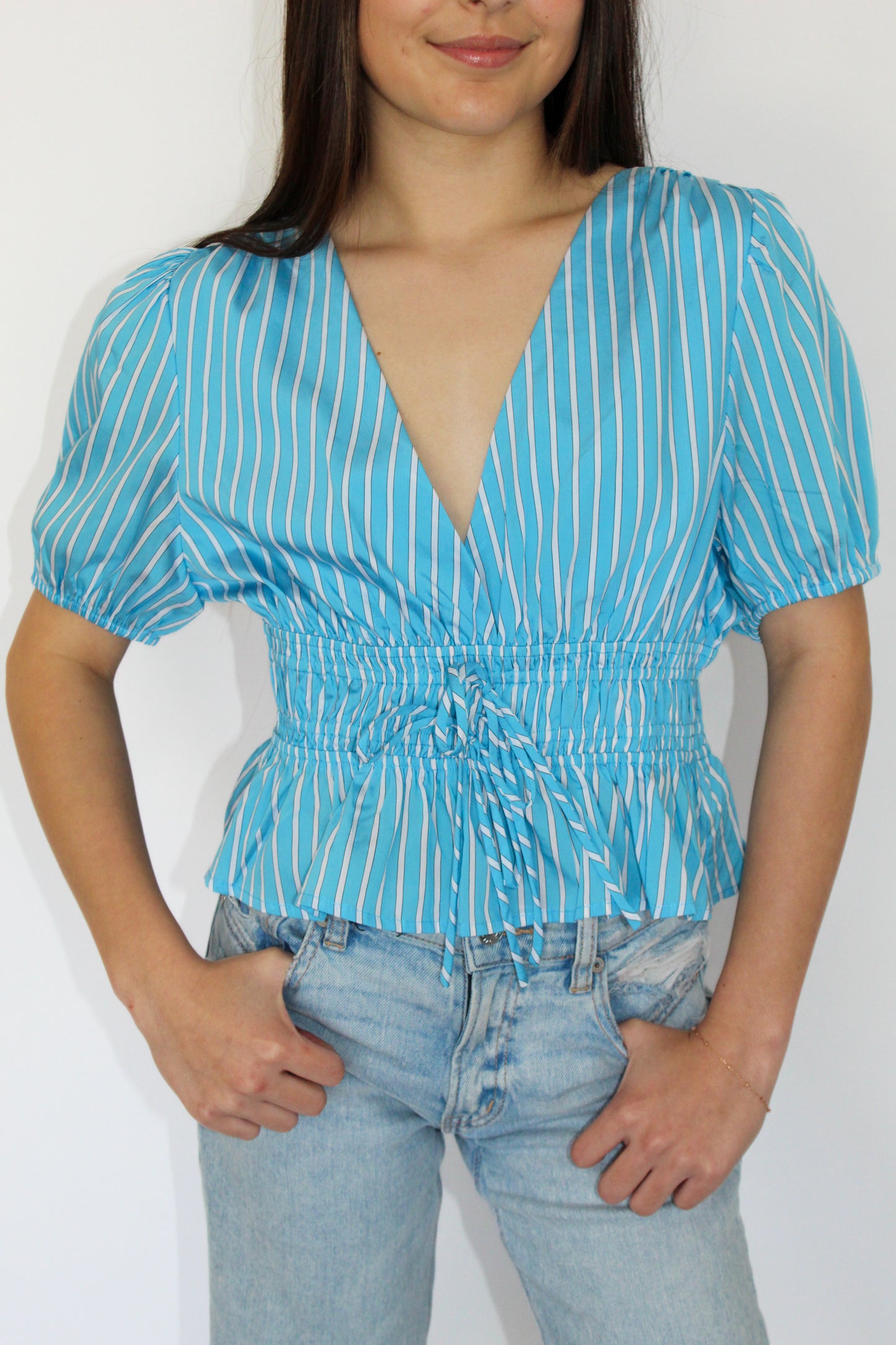 V-neck Striped Blouse