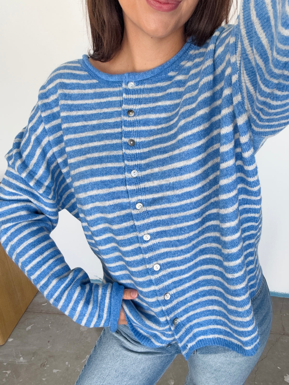 Blue Button Down Cardigan