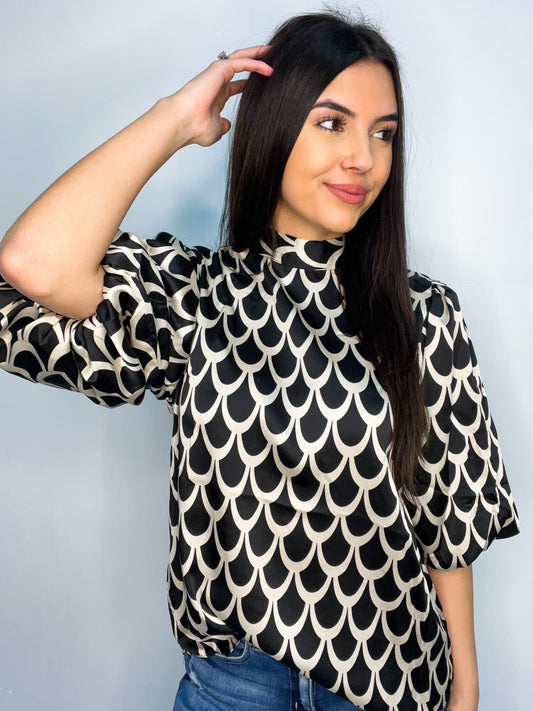Abstract Tie Back Blouse