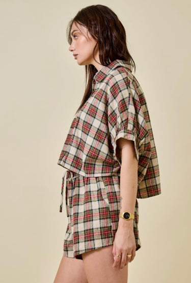 Cream Plaid Set