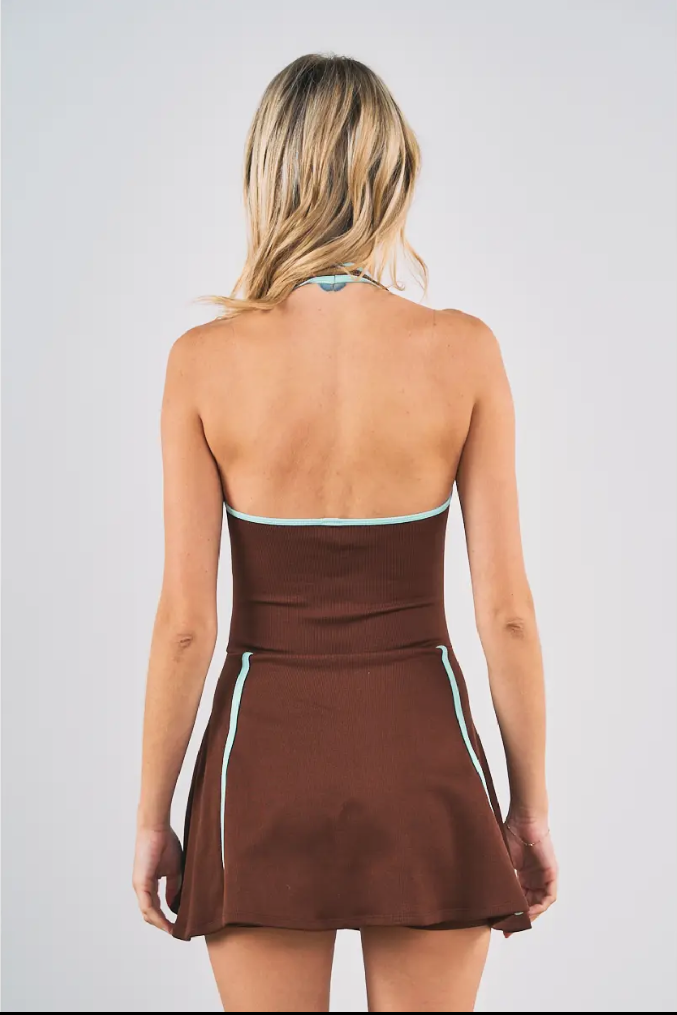 Brown/Mint Halter Dress