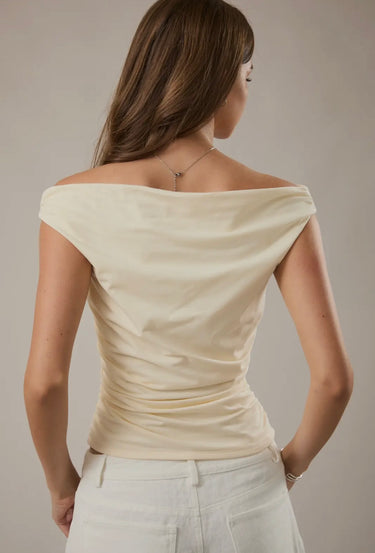 Light Yellow Off the Shoulder Top