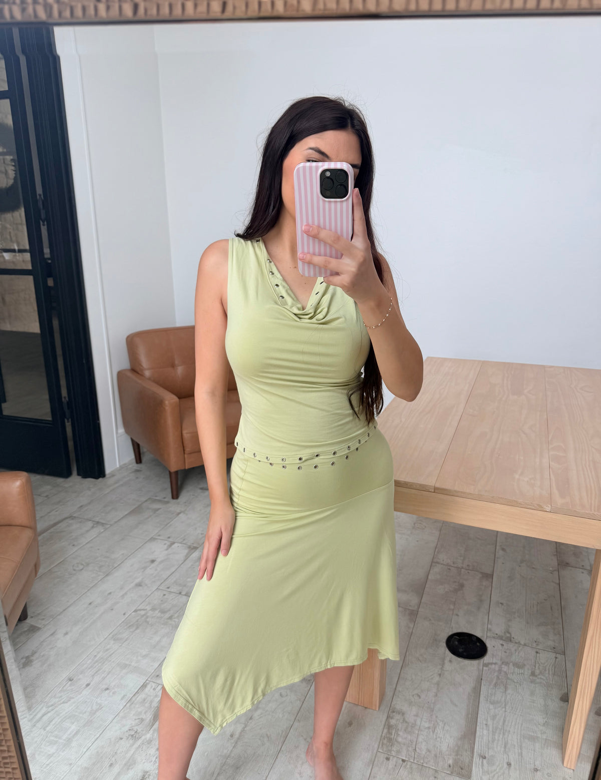 Lt Green Midi Skirt