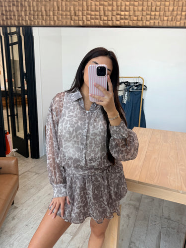 Cheetah Low Waist Shirt Dress
