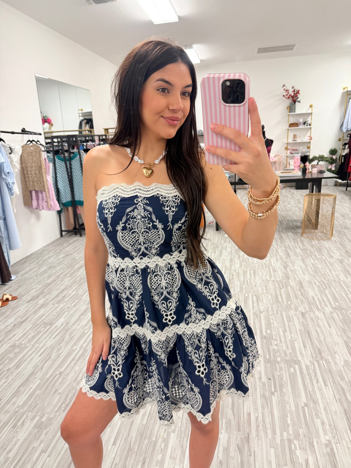 Navy Lace Mini Dress