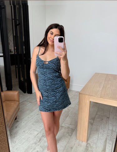 Zebra Mini Denim Dress
