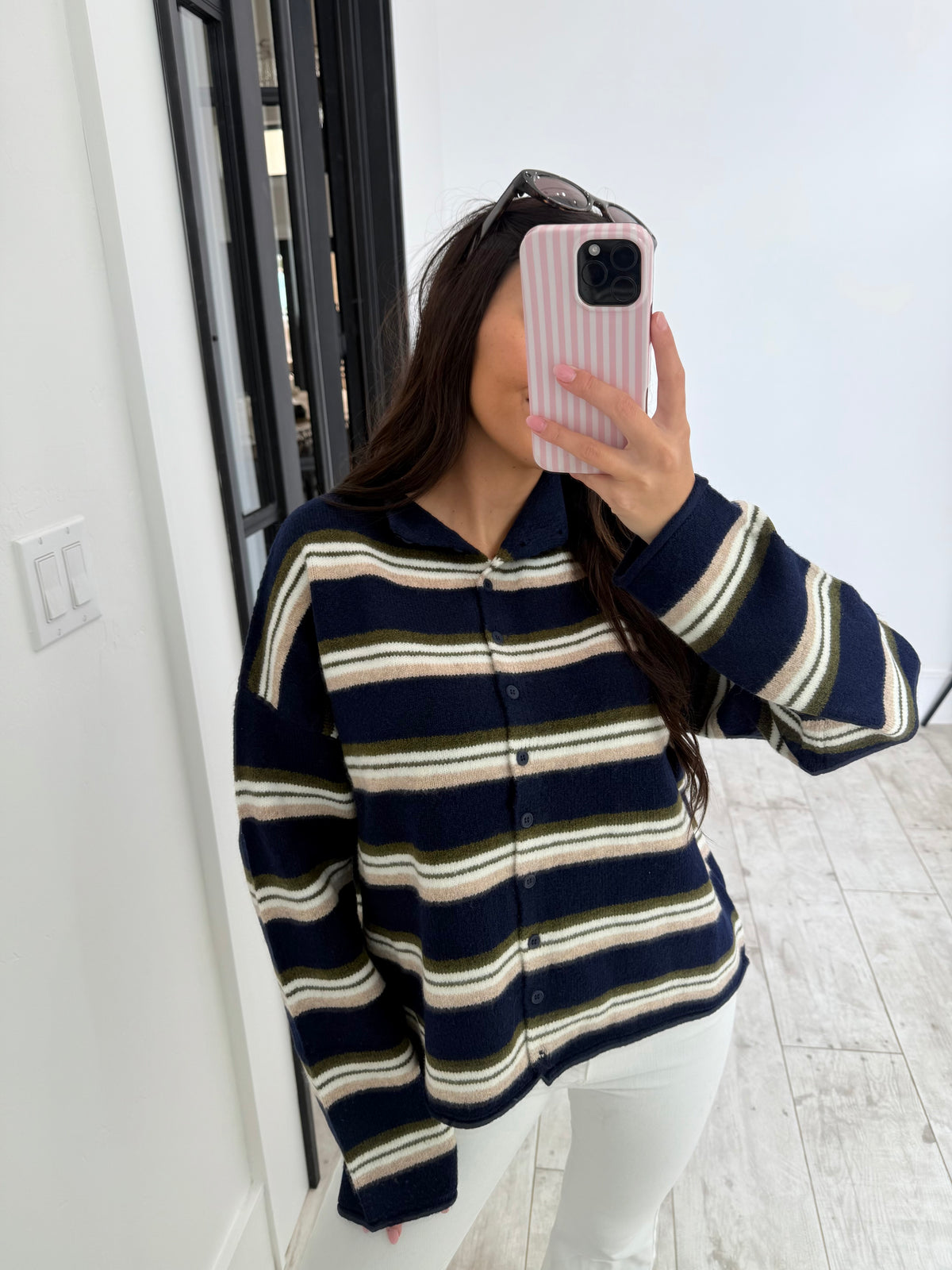 Stripe Rolled Neck Sweater