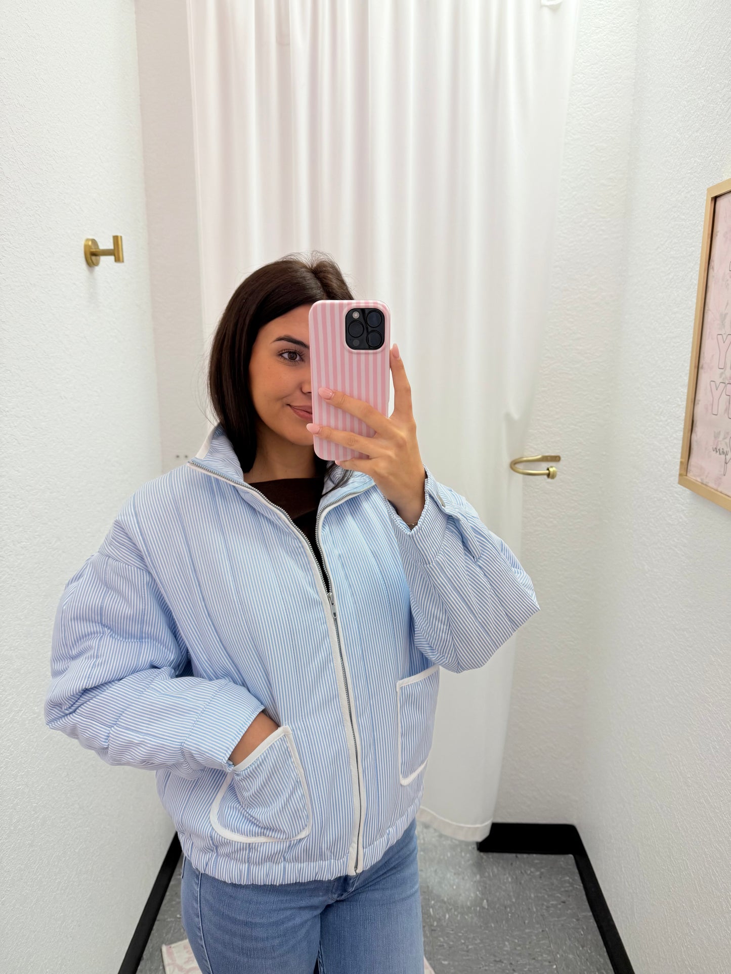 Pin Stripe Puffer Jacket