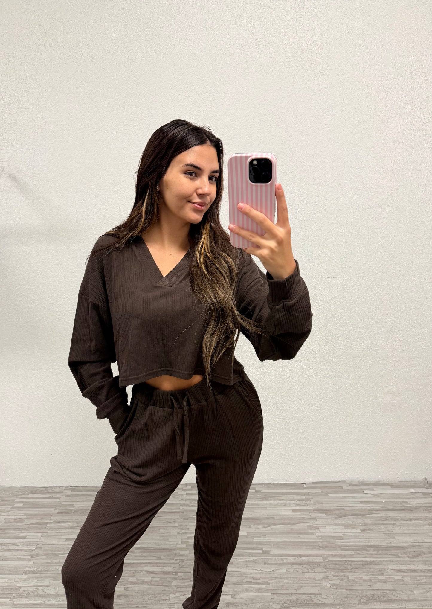Chocolate Ribbed Set
