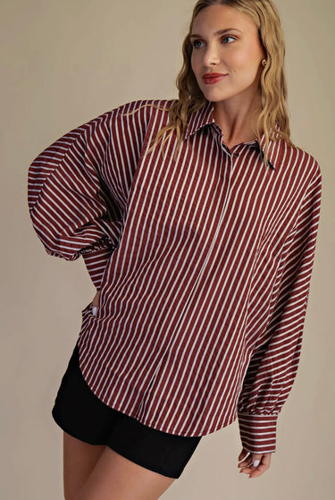 Burgundy Stripe Blouse