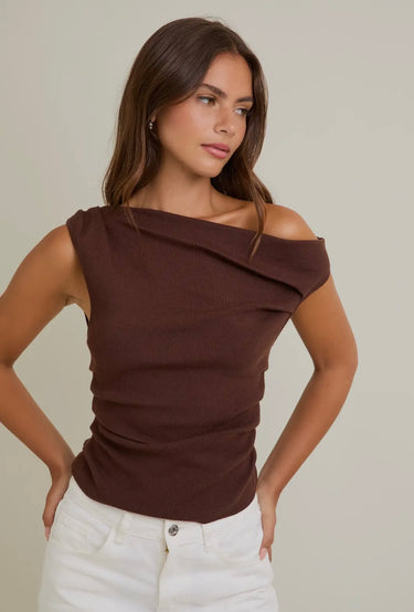 Brown Asymmetrical Top