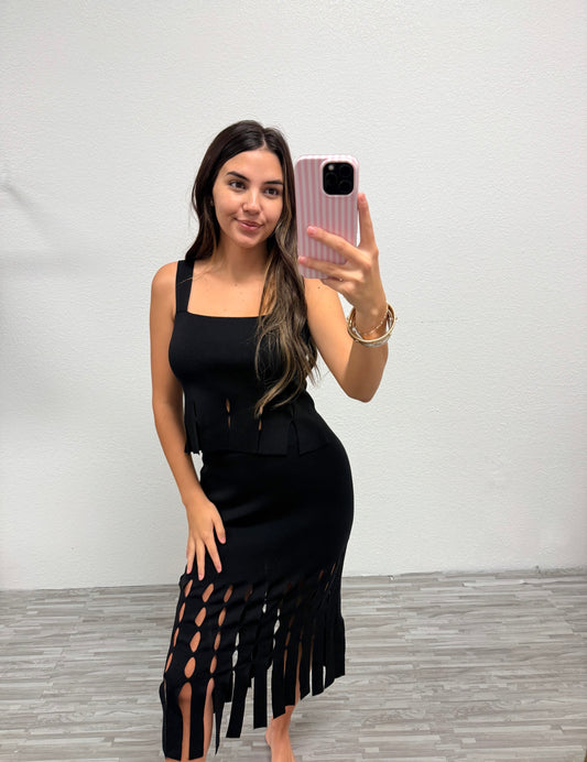 Black Fringe Set