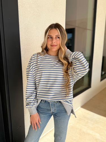 Blue/Cream Oversized Sweater