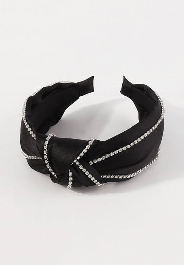 Black-Satin Rhinestone Headband