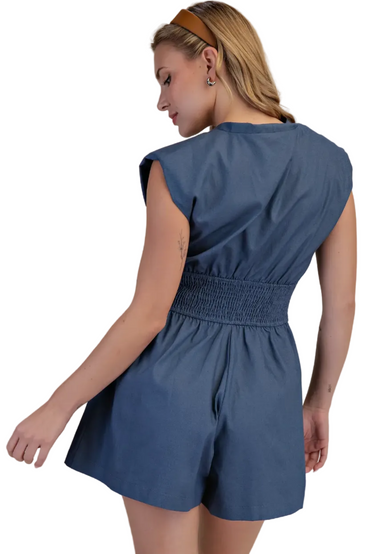 Shoulder Padded Romper