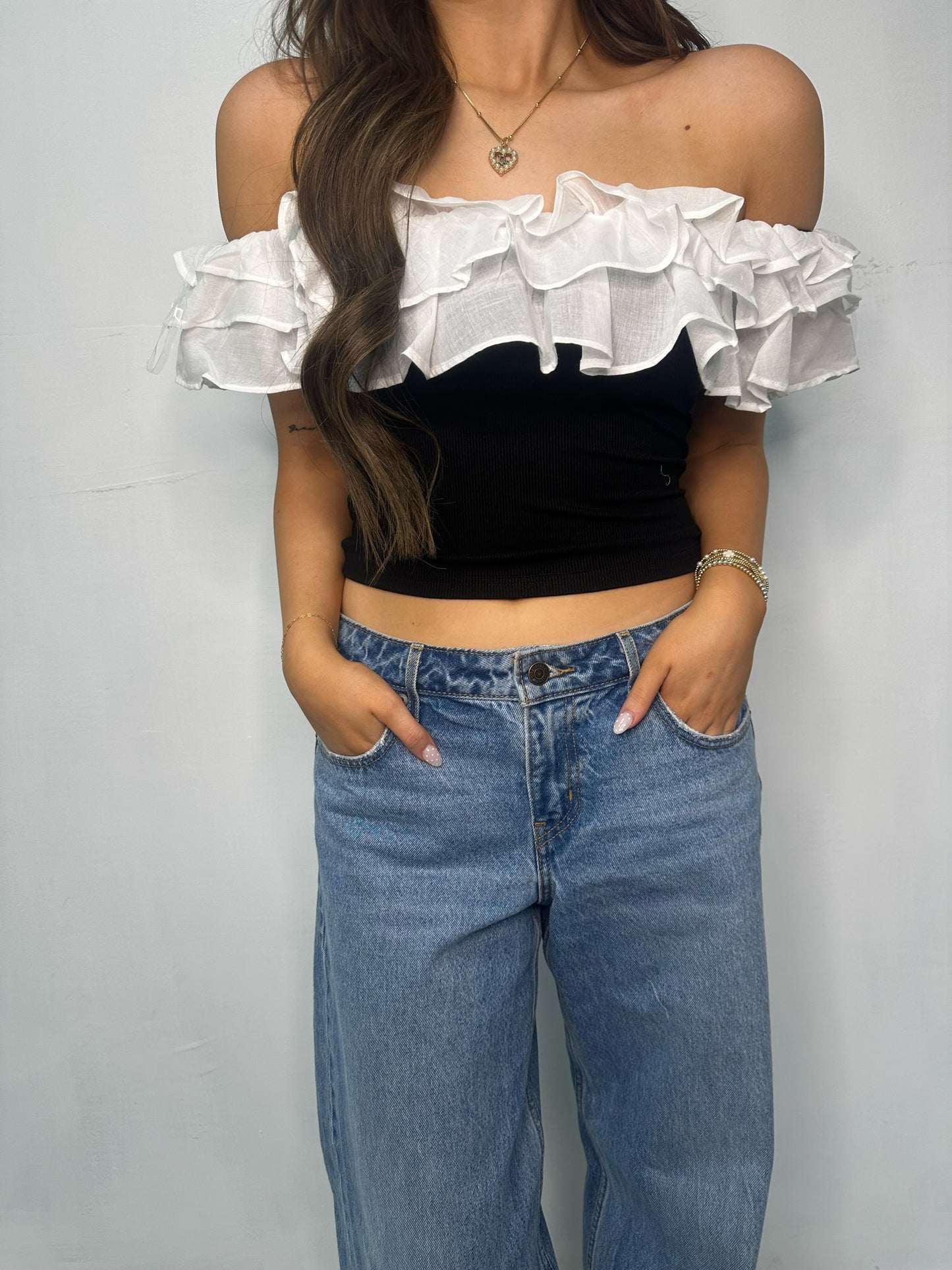Black Ruffle Top